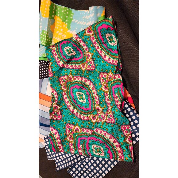 5 Mid Century Patterned Silk Fabric Head Scarves Polka Dots Stripes Floral 1960s - Picture 6 of 7